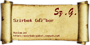 Szirbek Gábor névjegykártya