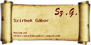 Szirbek Gábor névjegykártya